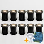 10-Stuks | SMART LED Grondspot GU10 rond | Rhodos | RVS, Ophalen of Verzenden, Nieuw, Plafondspot of Wandspot, Led