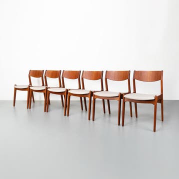 Vintage Deense eetkamerstoelen, set van 6, Hout, Gebruikt, Overige kleuren, Deens Design, Scandinavisch, Vintage, Mid Century, Retro