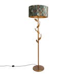 Vloerlamp goud met kap blad dessin en gouden binnenkant, Huis en Inrichting, Lampen | Vloerlampen, Verzenden, Nieuw, Classic-antique