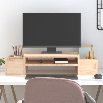 vidaXL Monitorstandaard 70x27,5x15 cm massief grenenhout, Verzenden, Nieuw
