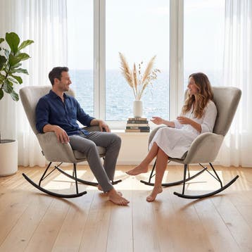Schommelstoel Swing met stalen glijders en dikke bekleding, Huis en Inrichting, Stoelen, Verzenden, Nieuw