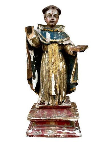 sculptuur, San Antonio de Padua - Siglo XVIII - 37 cm - Hout, Antiek en Kunst