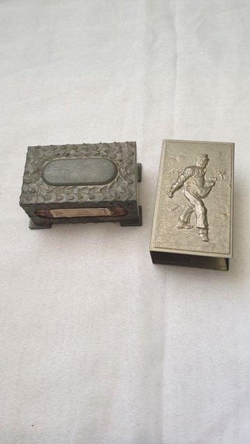 Luciferdooshouder (2) - zink - Pewter Matchbox Holder