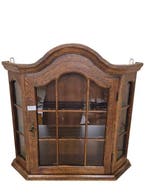 Wandschränkchen – Vitrine mit Sprossenglas – Eiche massiv -