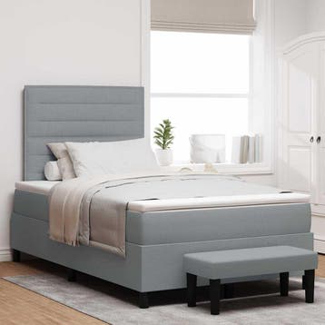 vidaXL Boxspringbed met kussen Lichtgrijs 120 x 200 cm Stof, Verzenden, Nieuw, Twijfelaar, Stof