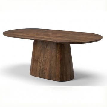 Eettafel Lucas Deens Ovaal Zuil 260x110cm Mango Walnoot, Huis en Inrichting, Tafels | Eettafels, Ophalen of Verzenden, Nieuw