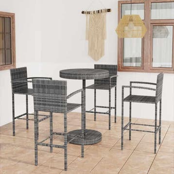 vidaXL 5-delige Tuinbarset poly rattan grijs, Verzenden, Nieuw, 4 zitplaatsen