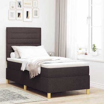 vidaXL LED Box Spring Bed met hoofdeinde Donkerbruin 80 x, Eenpersoons, Bruin, Verzenden, Nieuw