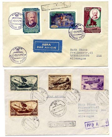 Rusland 1957/1959 - Een lot van 2 omslagen van het Noordpool, Gestempeld