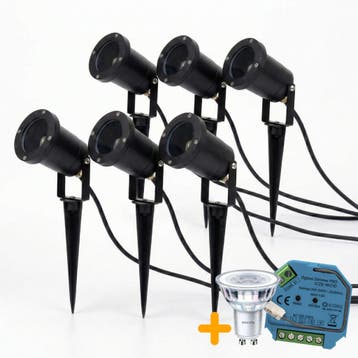 6 Stuks | SMART Prikspots / Tuinspot GU10| Complete set, Nieuw, Ophalen of Verzenden, Netvoeding, Spots
