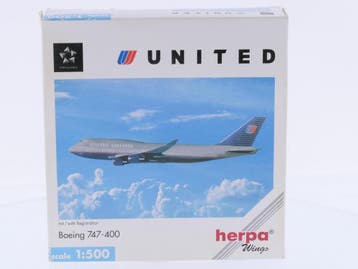 Schaal 1:500 Herpa 500746 United Airlines Boeing 757-400..., Hobby en Vrije tijd, Ophalen of Verzenden, Zo goed als nieuw