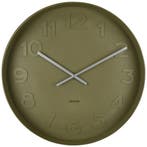2dekans | Karlsson Wandklok Mr. Green - Groen - Ø51cm -, Huis en Inrichting, Woonaccessoires | Klokken, Ophalen of Verzenden, Zo goed als nieuw