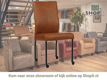 Leren eetkamerstoel Comfort met wieltjes - Granada Savannah, Huis en Inrichting, Stoelen, Bruin, Nieuw, Leer, Ophalen of Verzenden