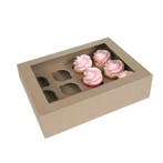 HoM Cupcake Doosje 12 Kraft (incl. tray met venster) 2st., Verzenden, Nieuw