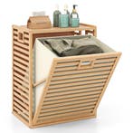 LIVSK Uitklapbare Wasmand - 68 L Capaciteit - Bamboe Frame -, Verzenden, Nieuw