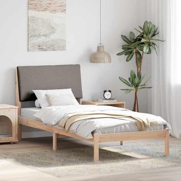 vidaXL Bedframe Bruin en taupe 100 x 200 cm Massief, Eenpersoons, Bruin, Verzenden, Nieuw