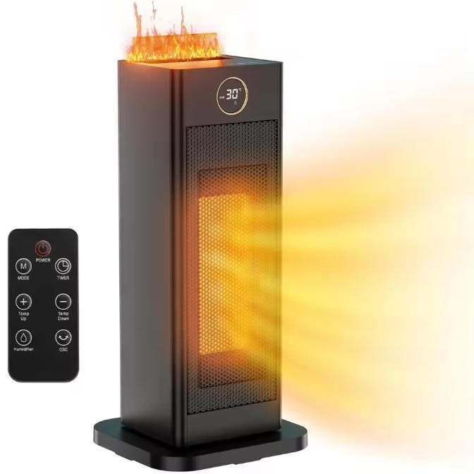 2000W Keramische Ventilatorkachel met LED Vlam en Bevochtige, Doe-het-zelf en Verbouw, Verwarming en Radiatoren, Nieuw, Verzenden