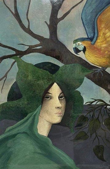 G. Olivieri (XX) - Donna con pappagallo