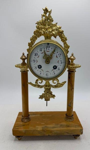Pendule Empire Brons, Marmer, Glas - 1850-1900