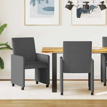 vidaXL Eetkamerstoelen met Wieltjes 2 st Katoenen stof, Huis en Inrichting, Verzenden, Nieuw, Grijs