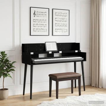 vidaXL studiobureau Zwart eiken 110 x 40 x 19,5 cm Bewerkt, Muziek en Instrumenten, Keyboards, Verzenden, Nieuw
