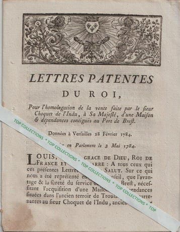 Document - Imprimeur du Roi & du Parlement Veuve Vatar à