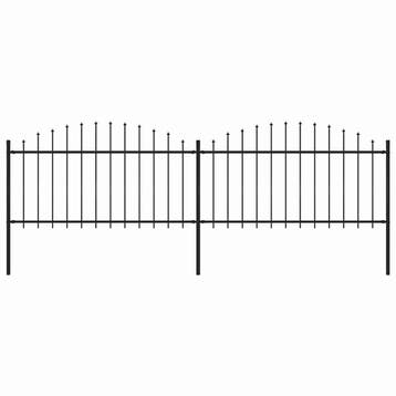 vidaXL Tuinhek met speerpunt staal 337x150 cm zwart, Verzenden, Nieuw, IJzer, Minder dan 1 meter