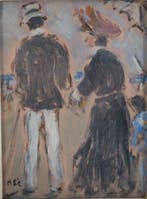 Henry Saint Clair (1899-1990) - Normandie : Couple élégant à