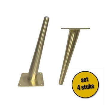4 stuks schuine stalen pootjes 20cm messing, Ophalen of Verzenden, Nieuw