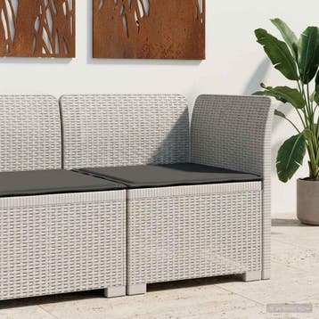 vidaXL Eénpersoons Tuinbank met Kussen Rattan Look PP Wit, Verzenden, Nieuw