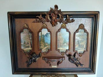 Gaston Quidousse - Zeldzaam Wandpaneel met schilderijen, Antiek en Kunst, Curiosa en Brocante