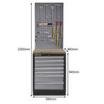 Werkplaatskast met zeven laden, hardhouten werkblad +, Ophalen of Verzenden, Nieuw