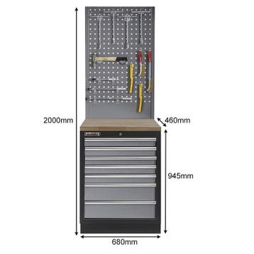Werkplaatskast met zeven laden, hardhouten werkblad +, Doe-het-zelf en Verbouw, Werkbanken, Ophalen of Verzenden, Nieuw