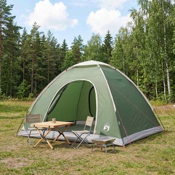 vidaXL Kamperen tent 4-persoons Groen 185T Polyester met PU, Verzenden, Nieuw, Tot en met 2