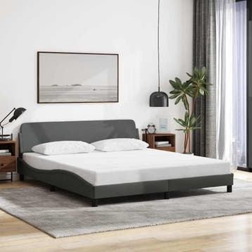 vidaXL Bedframe Dover donkergrijs 180x200 cm stof, Eenpersoons, Verzenden, Nieuw, 80 cm