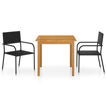 vidaXL 3-delige Tuinset zwart, Tuin en Terras, 2 zitplaatsen, Nieuw, Tuinset, Verzenden
