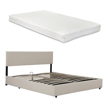 Tweepersoonsbed Juva met matras en opbergruimte 140x200 cm b, Verzenden, Nieuw
