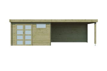 Woodlands Blokhut Modern met Overkapping en Dakisolatie, Nieuw