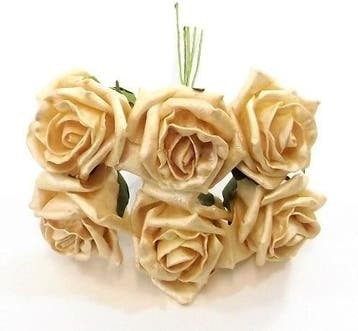 Foamroos Princess Kleurvast Pearl Goud 6 cm Bundel 6 stuks, Ophalen of Verzenden, Nieuw