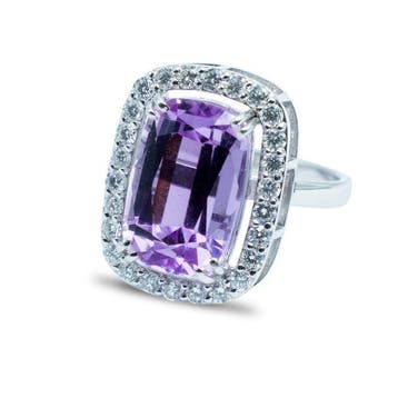 Ring - 14 karaat Witgoud - 8.17ct. tw. Kunziet - Diamant, Nieuw