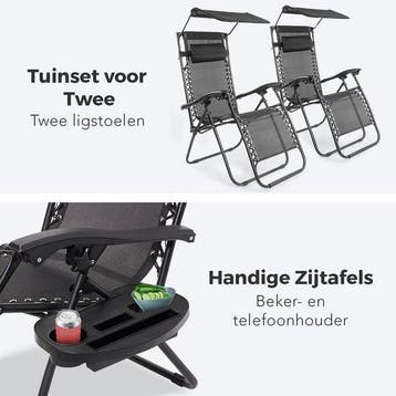 2dekans | LifeGoods Opvouwbare Tuinstoelen - met Luifel -, Ophalen of Verzenden, Zo goed als nieuw