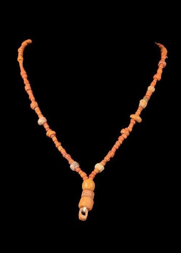 West-Aziatisch Orange Hardstone Kralenketting (Zonder