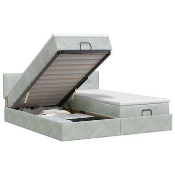 vidaXL Ottoman bed met matras met hoofdeinde 2 st Lichtgrijs, Huis en Inrichting, Verzenden, Nieuw, Stof