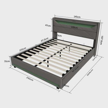 Luxe Boxspring Bed met Opbergruimte, LED Verlichting en USB, Verzenden, Nieuw