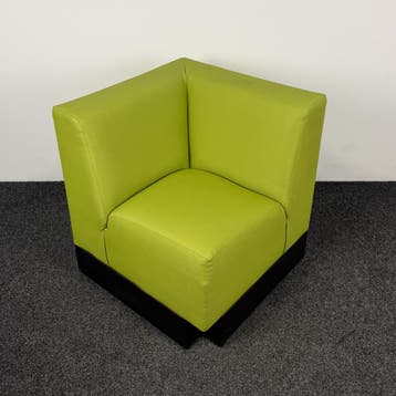 Groene Hoekfauteuil - Kunstleer, Ophalen of Verzenden, Gebruikt