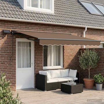 vidaXL Handmatige Luifelhouder met LEDs Taupe 5 x 3 m, Verzenden, Nieuw