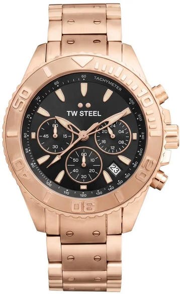 TW Steel TWVA12 Vanceur Diver Rose Noir chronograaf horloge, Overige merken, Staal, Verzenden, Polshorloge