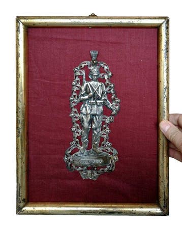 Ingelijst patriottisch ex-voto - 27 x 35 cm - Zilver, Hout,