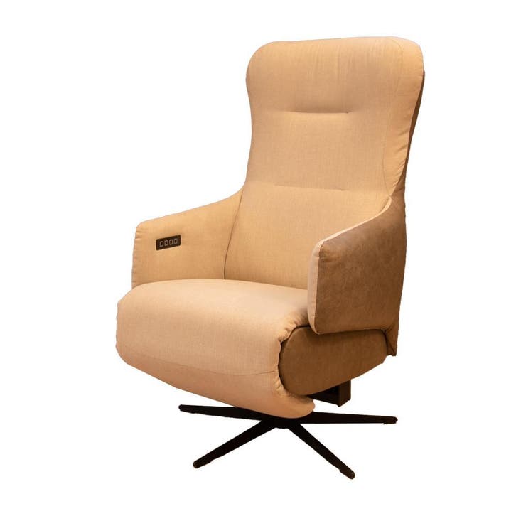 Moderne sta op stoel in combinatie leer en stof, NIEUW!, Huis en Inrichting, Fauteuils, 50 tot 75 cm, Minder dan 75 cm, Nieuw