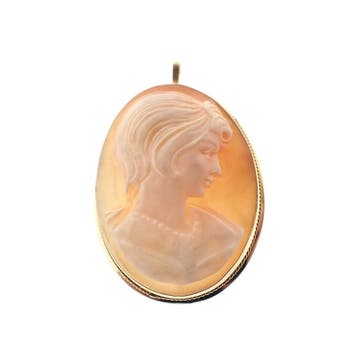 Antiek gouden broche/hanger met camee, Gebruikt, Ophalen of Verzenden, Met edelsteen, Goud